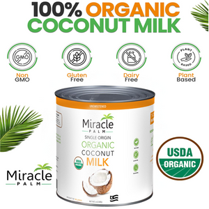 Miracle Palm Coconut Milk Unsweetened - Coconut Milk Canned, Unsweetened Coconut Milk Organic, Classic - 96 Fl Oz