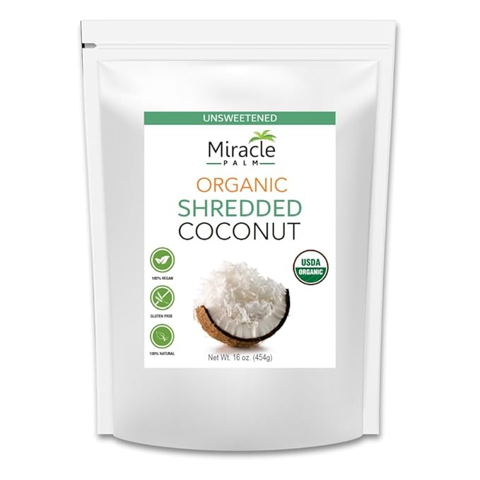 Miracle Palm Organic Unsweetened Shredded Medium Coconut